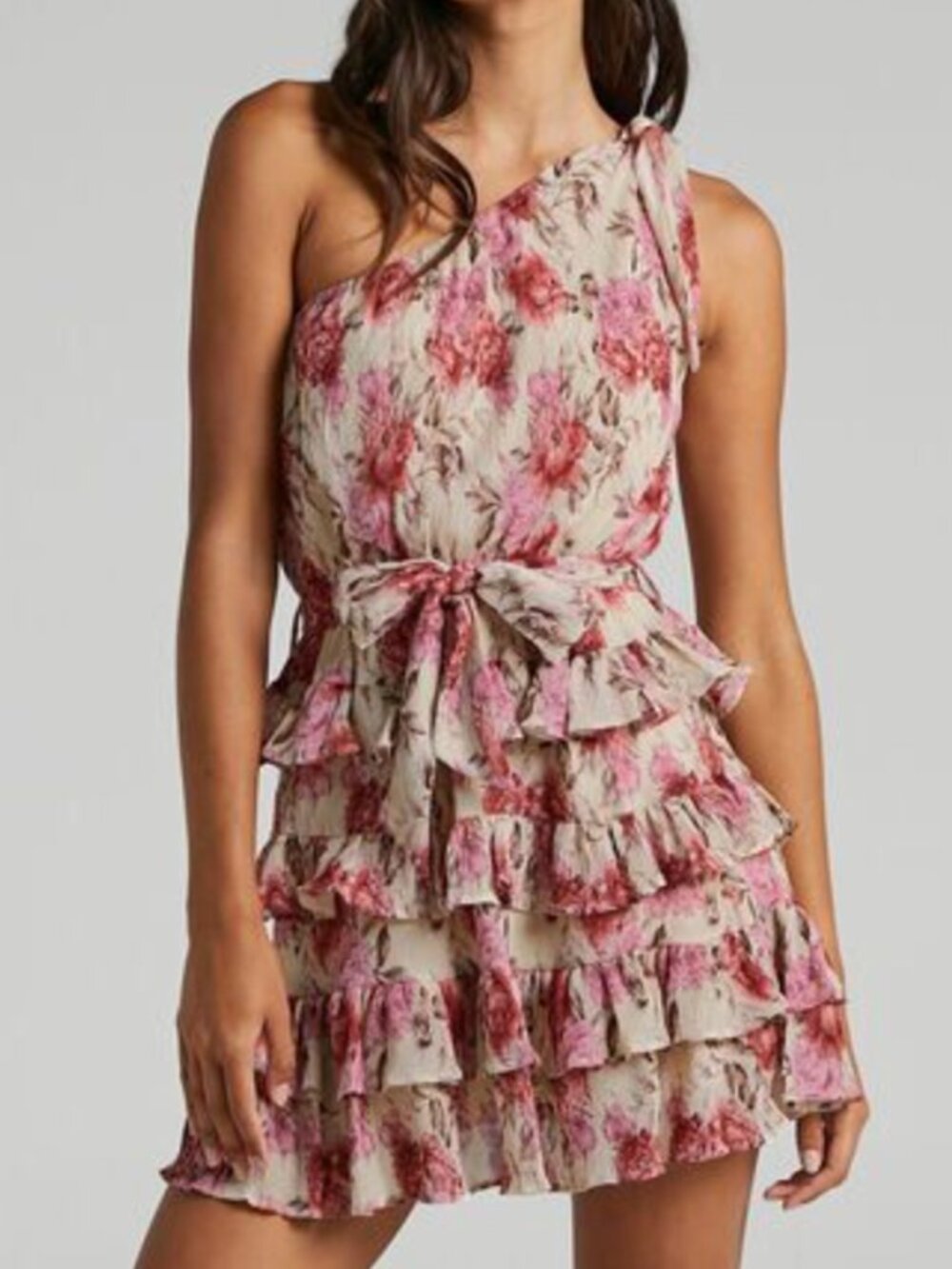 Showpo Floral One Shoulder Mini Dress